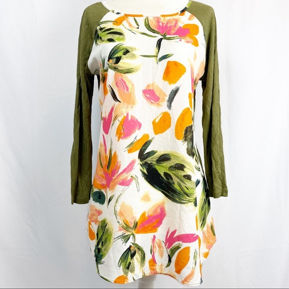 Charming Charlie Semi Sheer Green Floral Shirt - Picture 1 of 7